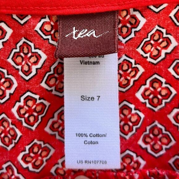tea Hi Low Hem Dress Solid Red in Front Diamond Design in Back Cotton Girl's 7 - Picture 4 of 8